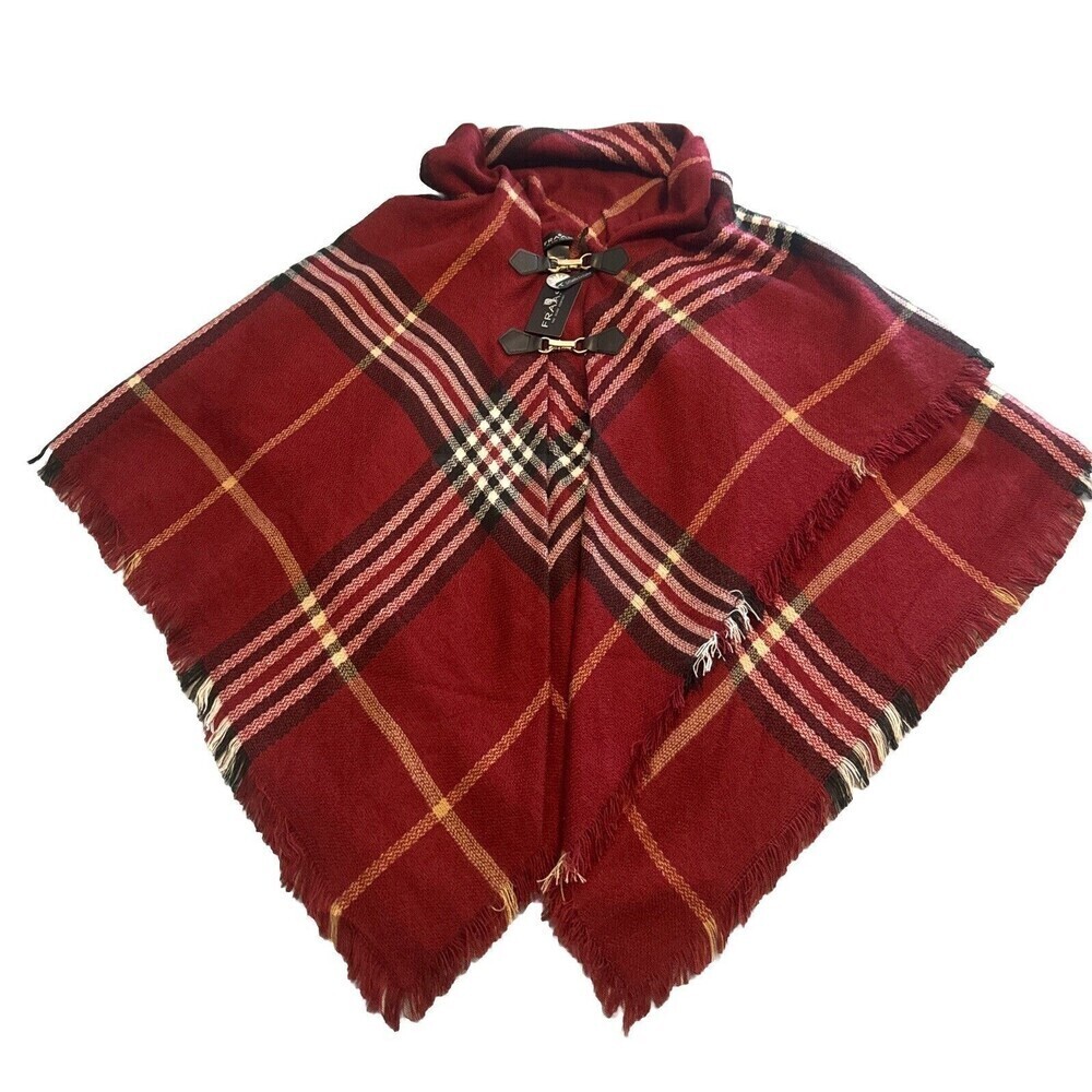 VTG Women’s Fraas Acrylic Plaid Poncho Cape NWT‎